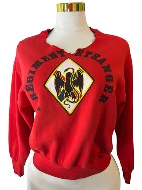 Women's Medium French Foreign Legion Sweatshirt Red 1993 Vintage 1er RE